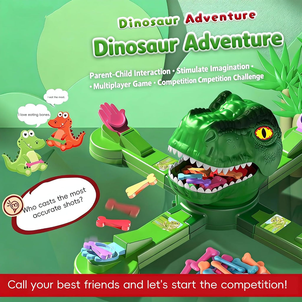 Juego de mesa clásico de dinosaurio de alimentación, juego de disparos de acción multijugador, juguete de huesos de comer dinosaurios, divertido desafío de velocidad de reacción para niños