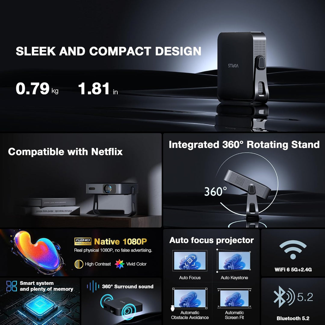 【Aplicación con Licencia Oficial y 1080P Nativo】El Mini Proyector I...