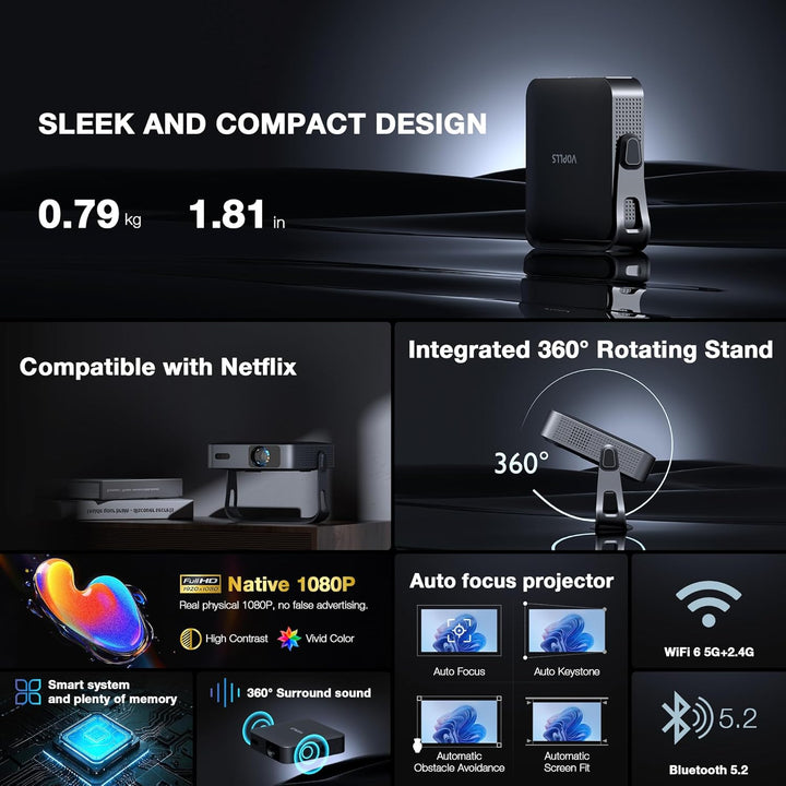 【Aplicación con Licencia Oficial y 1080P Nativo】El Mini Proyector I...