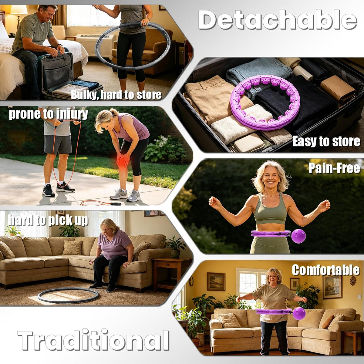 Infinity Hoop,2 en 1 Adjustable Fitness Hoop para Women Beginners