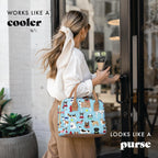 Fit & Fresh Bolsa de almuerzo aislada para mujer, caja grande a prueba de fugas y resistente a las manchas con contenedores, cierre de cremallera, Bloomington, tema de perros