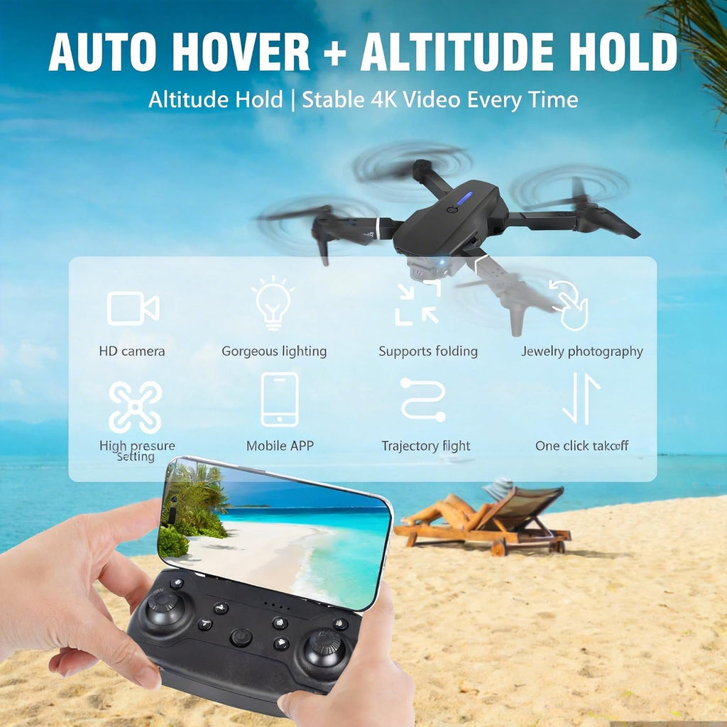 Drone con cámara 1080P HD, FPV Mini Drone plegable para adultos (negro)