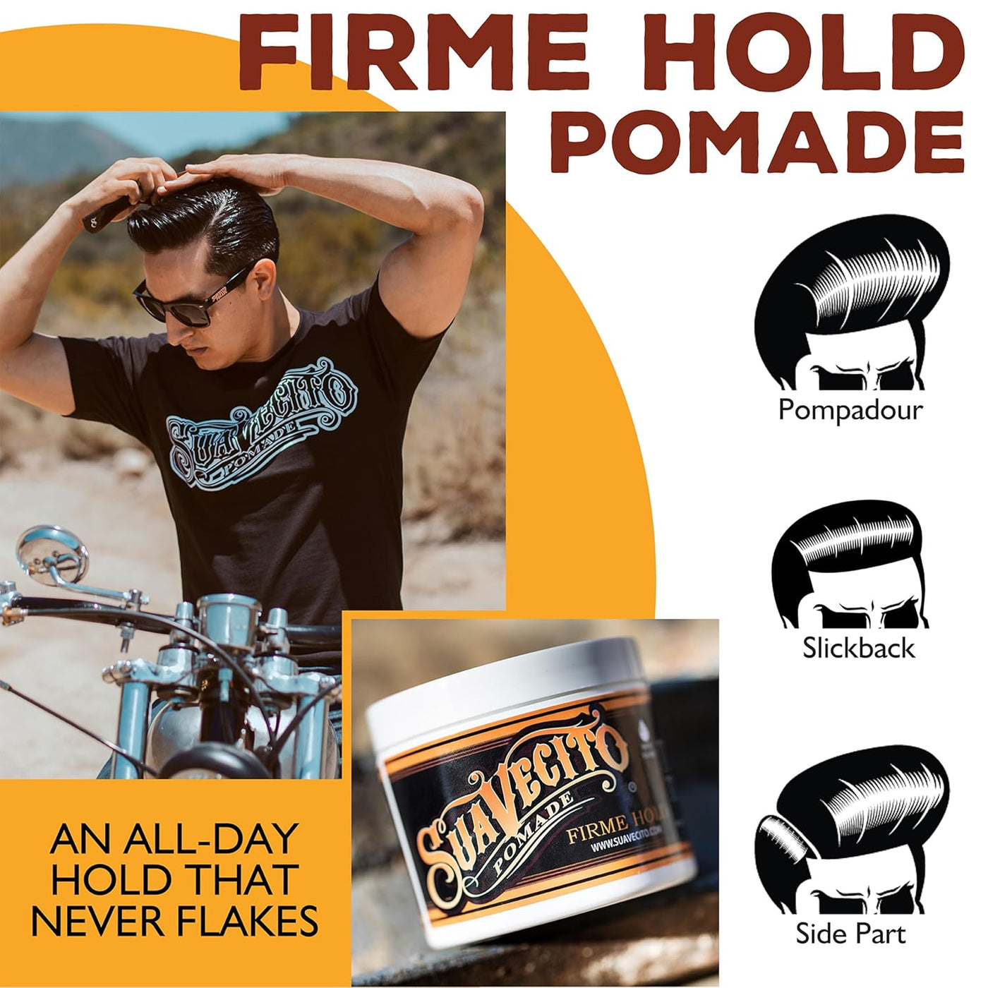 Suavecito Pomade Firme (fuerte), capacidad de 2.3 onzas, paquete de...