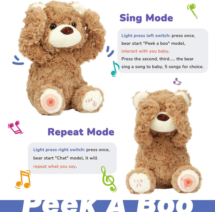 Hopearl Oso de Peluche Interactivo Peek A Boo Repite lo que Dices O...