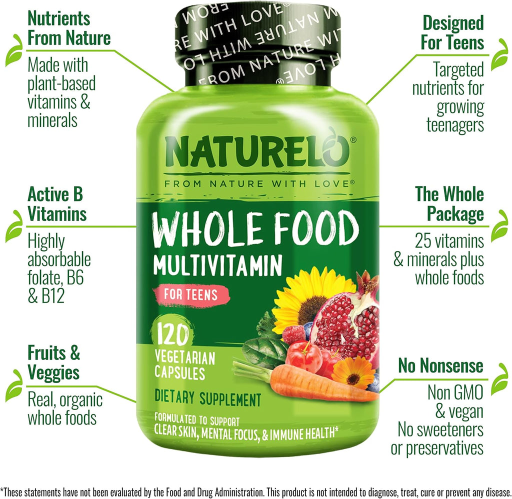 NATURELO Multivitaminas para Adolescentes Niñas/Niños, 120 Cápsula...