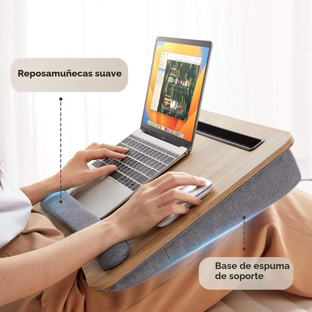 HUANUO Escritorio de regazo para laptop con cojín, apto para portátiles de
