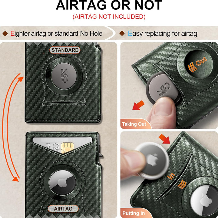 KEMISANT Billetera Airtag para hombre, delgada con bolsillo frontal...