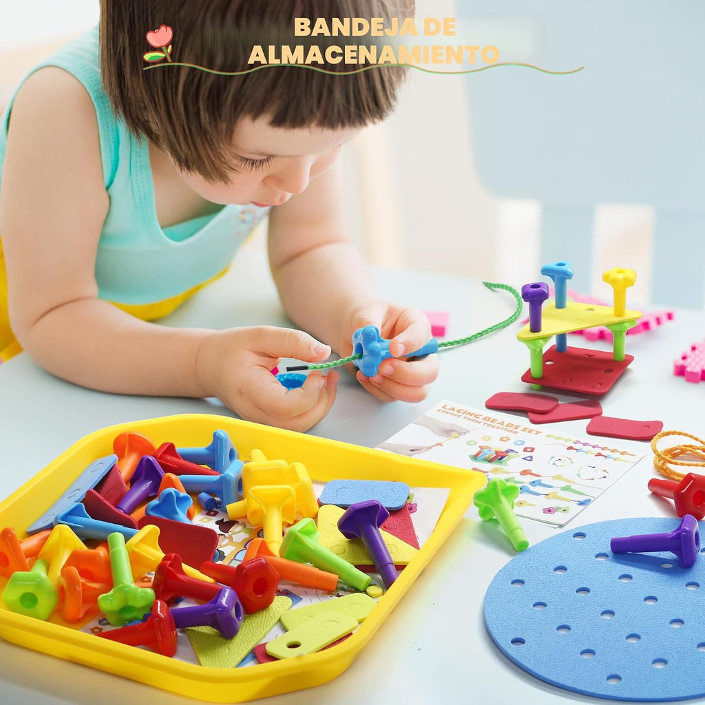 Juego de 73 piezas de juguetes apilables de construcción para niños de 3 a 6 años de edad, juguete educativo STEM para el desarrollo cerebral, juguetes sensoriales Montessori, mejora de varios juegos de cuerdas de plástico de espuma