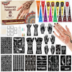 Kit de tatuaje temporal de arte corporal con 20 plantillas reutiliz...