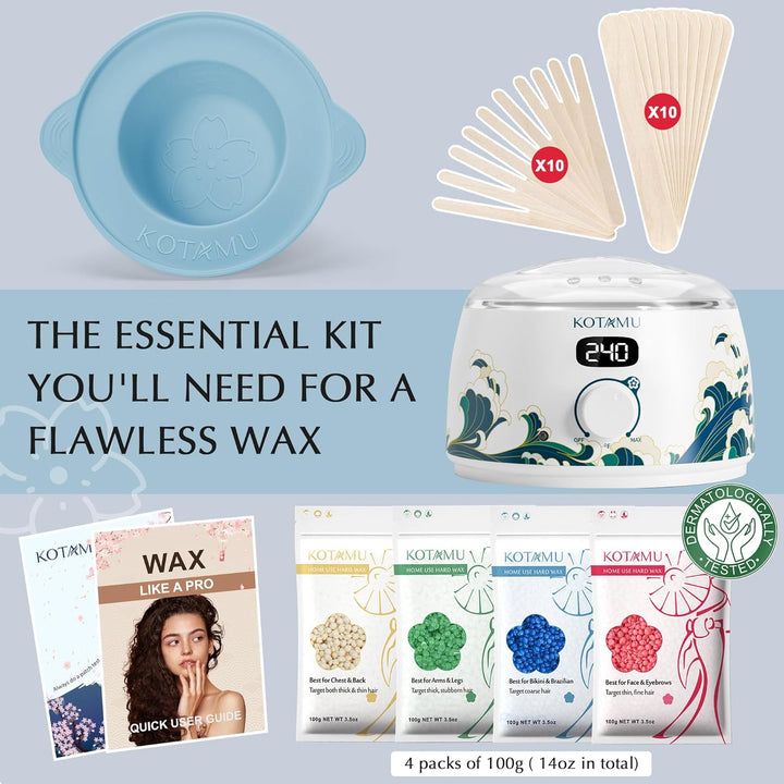 Kit de depilación KOTAMU para mujeres y hombres, calentador de cera...