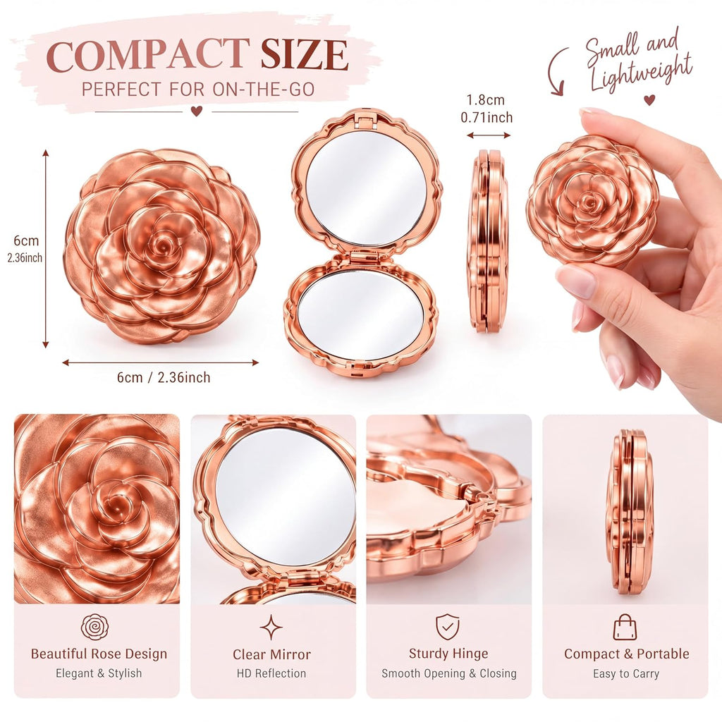 Beeveer - Juego de 100 espejos compactos rosa a granel, recuerdos de boda
