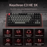 Keychron Teclado mecánico con cable C3 HE TKL (80% de diseño), inte...