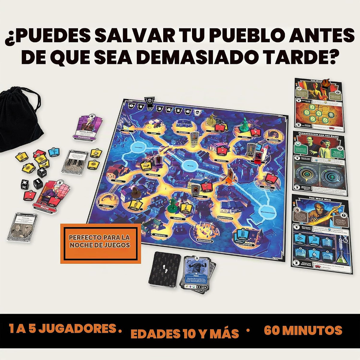Ravensburger Horrified Games - Universal Monsters - Juego de mesa de estrategia - Mejora el pensamiento crítico y el trabajo en equipo - Juego cooperativo - Desafíos únicos de monstruos - 1 a 5