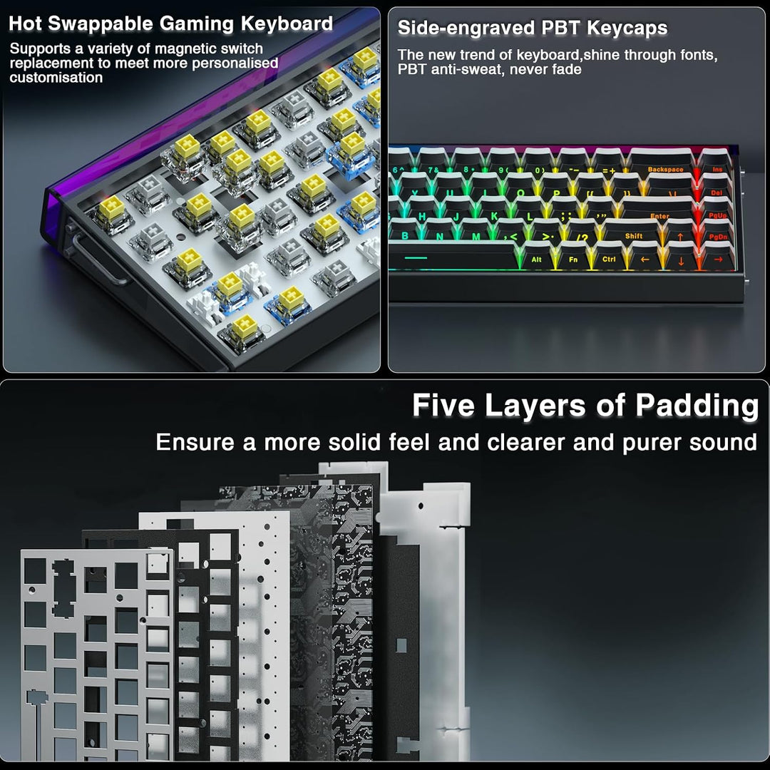 AULA Hero 68 HE 60% Teclado para juegos con cable, interruptor magn...