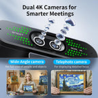 EMEET NOVA 4K Cámara web 4K de doble cámara para PC, gran angular y teleobjetivo