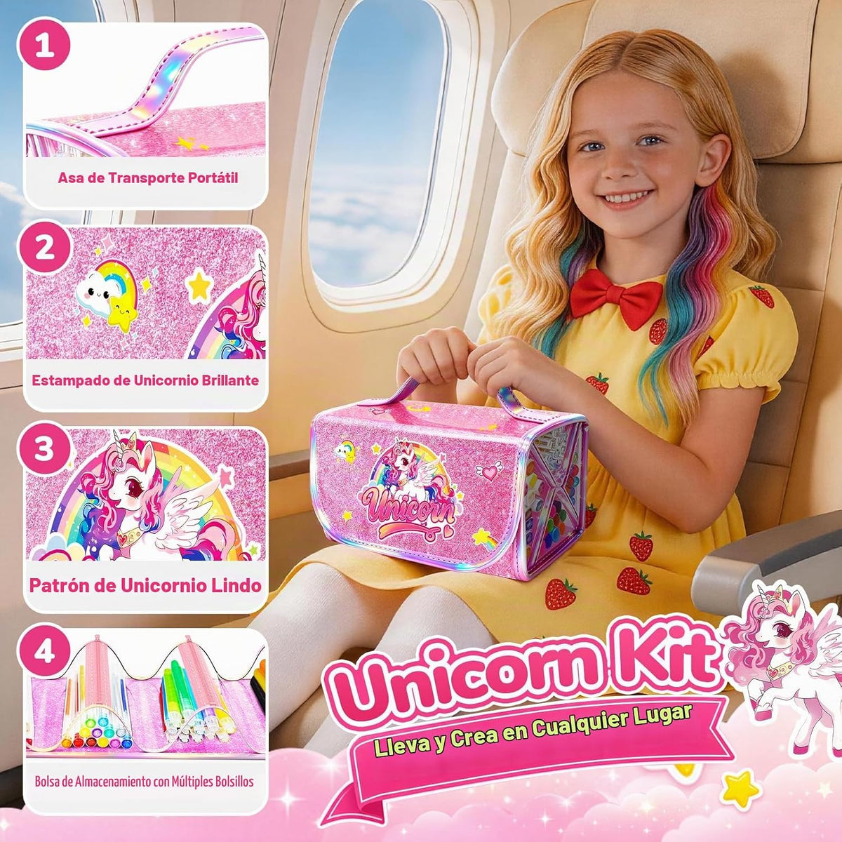 DreamyCandy Juego de 70 marcadores lavables para niños de 4 a 8 años, set de arte de unicornio para regalos