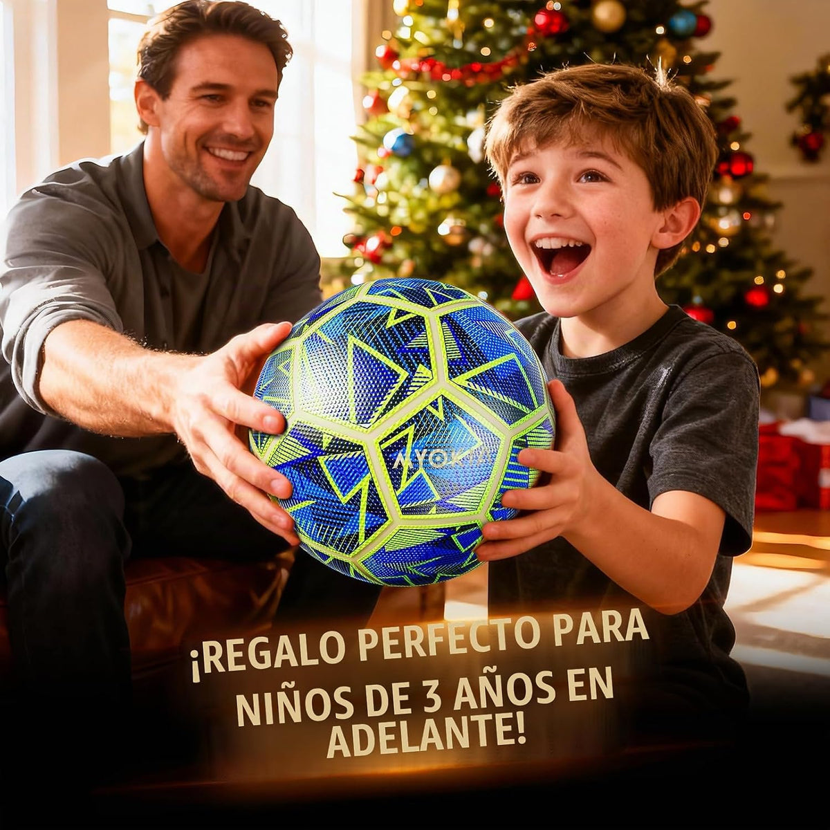 Balón de fútbol con luz recargable RGB, tamaño 5
