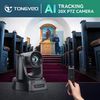TONGVEO Cámara PTZ 4K AI con seguimiento automático y zoom óptico 20X, cámara web de sala de conferencias con HDMI/USB3.0/LAN/PoE, ideal para adoración de la iglesia, reuniones de zoom, transmisión en vivo y educación