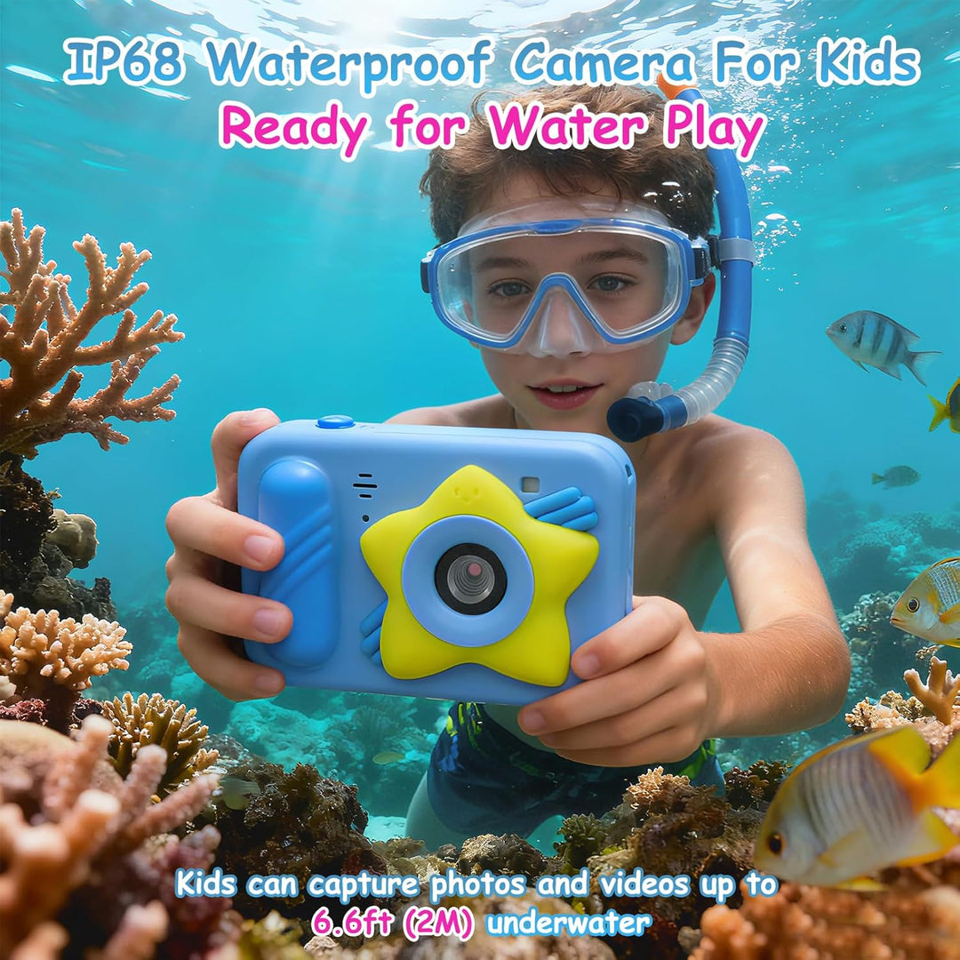 Cámara de juguete impermeable para niños con tarjeta de 32 GB, cáma...