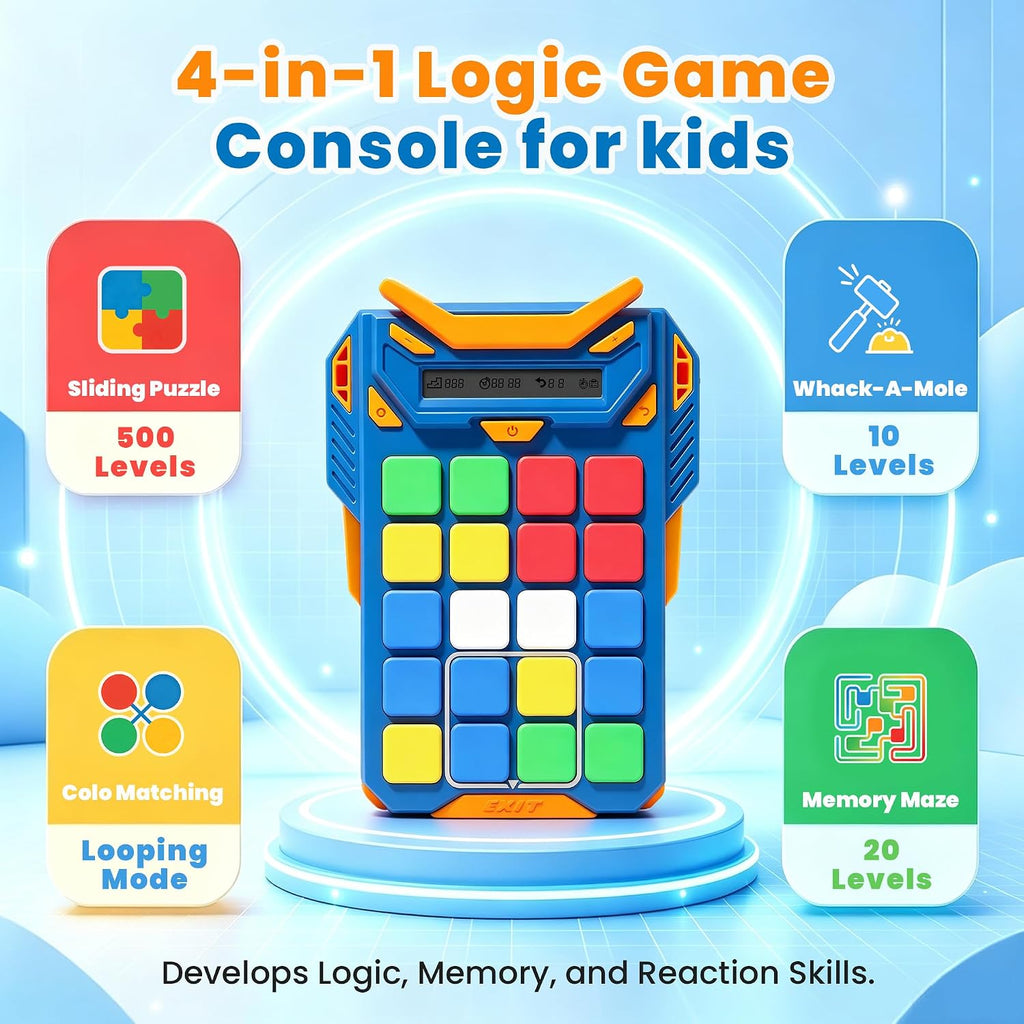 Slide Puzzle - Consola de juegos lógica 4 en 1, laberinto de memoria