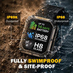 Reloj inteligente resistente para hombre, reloj inteligente original, reloj inteligente impermeable para hombres de trabajo de construcción, con rastreadores de fitness, monitor de frecuencia cardíaca, IP68, podómetro, modos de entrenamiento y más
