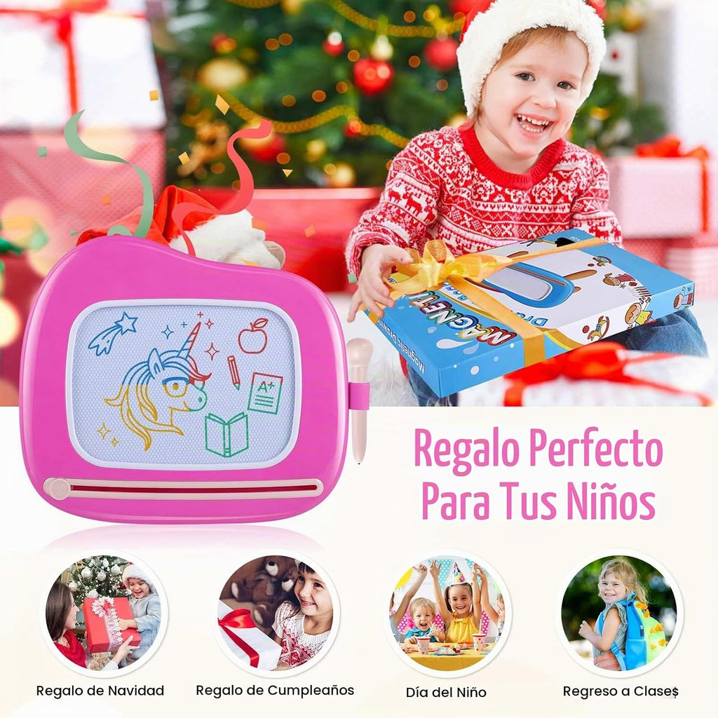 Tablero Magnético de Dibujo para Niños Pequeños: Tablero de Garabatear Borrable para Casa, Viaje y Preescolar | Juguete Divertido y Educativo para Niñas y Niños (Edad 1-3) (Rosa)