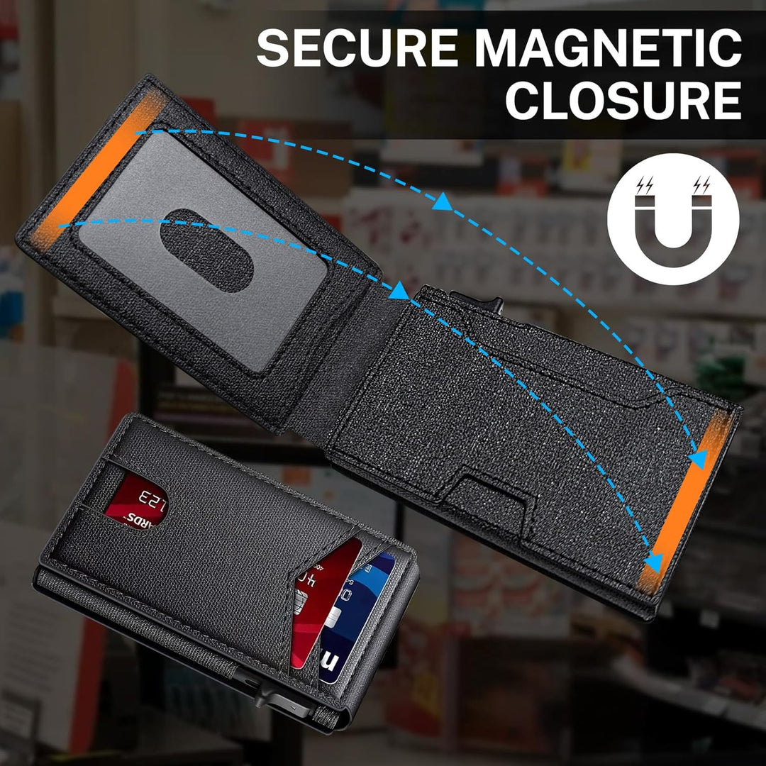 Meridova Cartera para hombres con clip para dinero, soporte delgado...