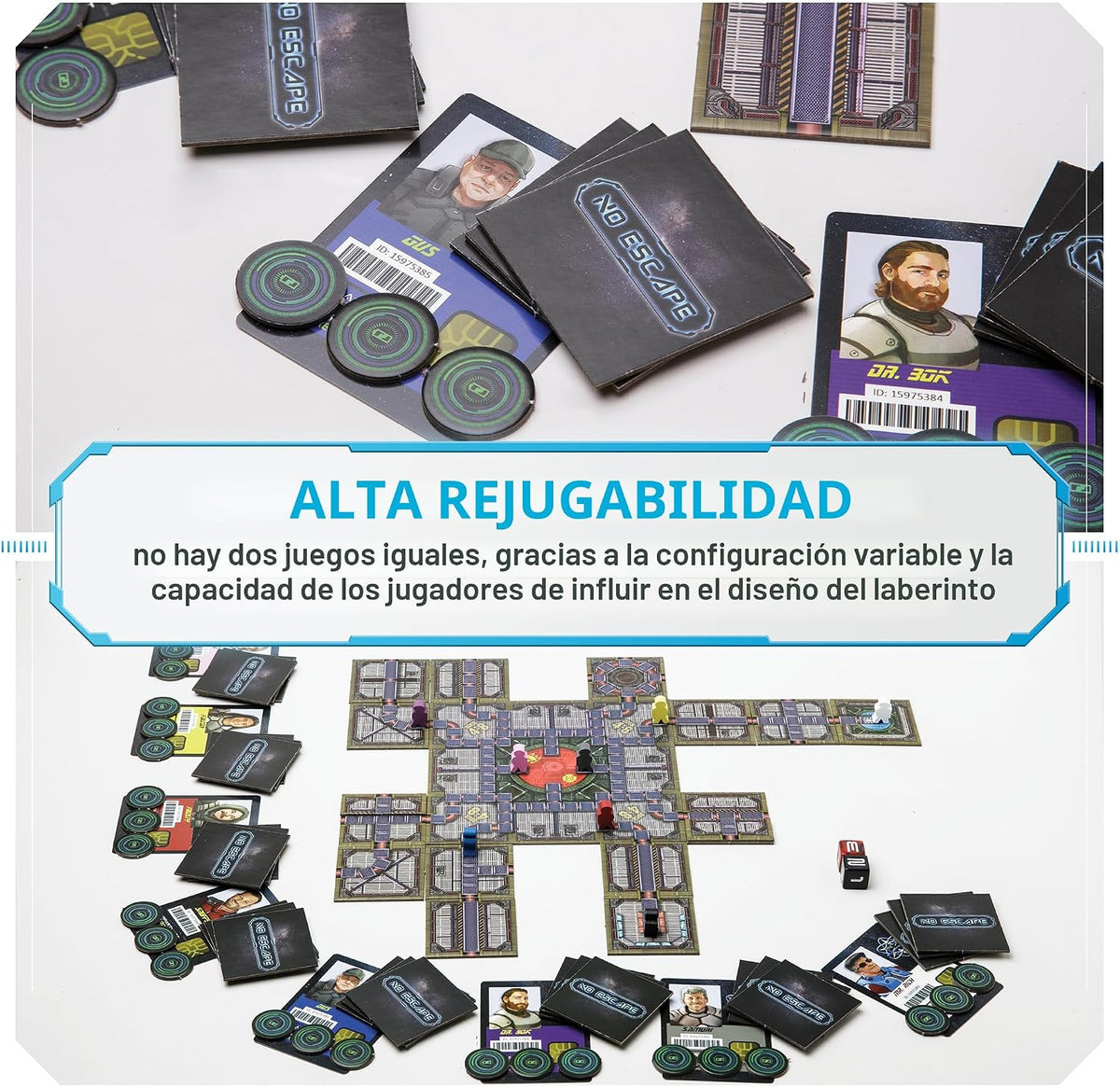 Juego de mesa sin escape, juego de mesa de estrategia para adultos, familia, fiesta, juego de laberinto de traidor de sabotaje espacial estratégico único con azulejos, diversión para niños, adolescentes, adultos, de 2 a 8 jugadores