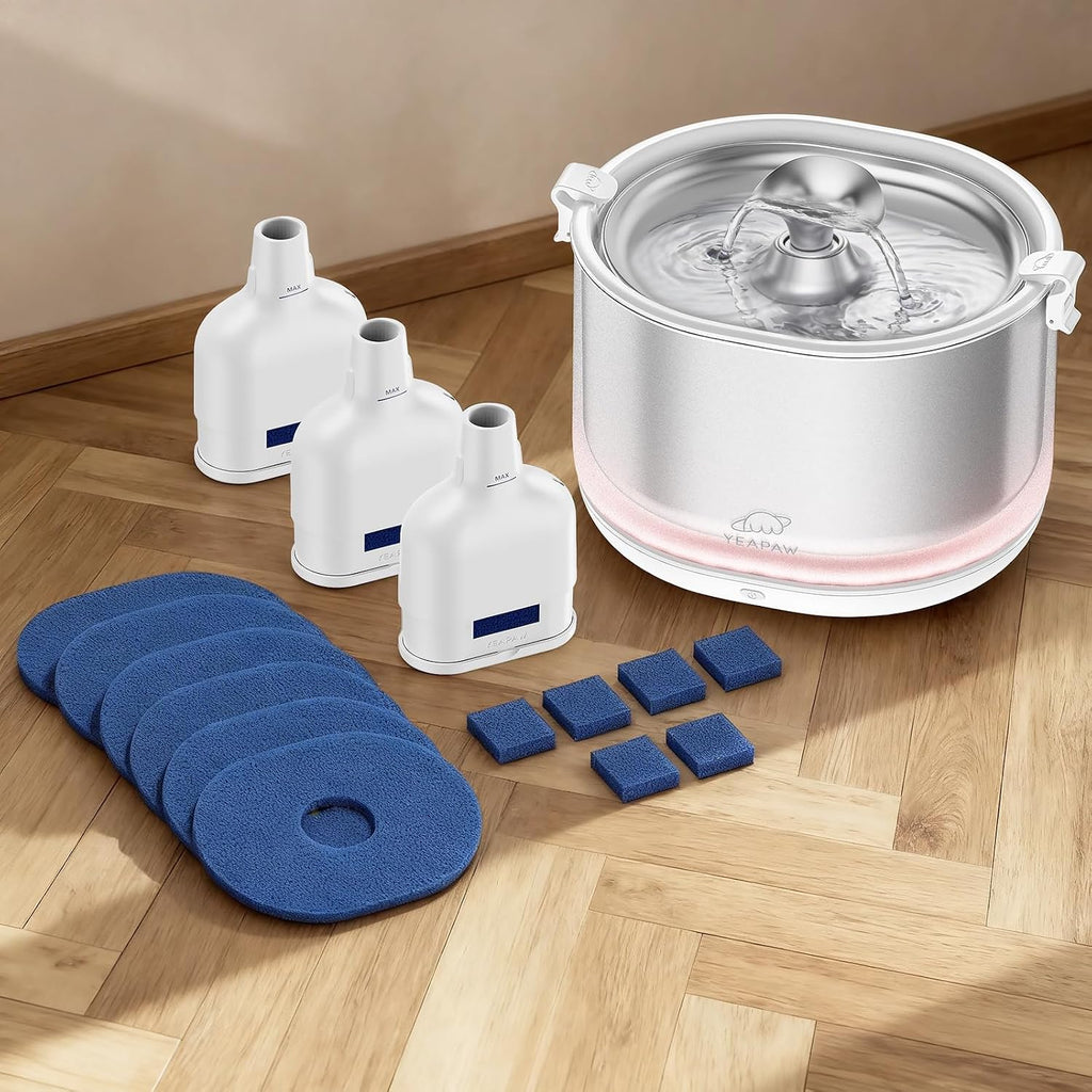 Filtros de fuente de agua para gatos, paquete de 3 filtros de repuesto para fuente de agua de acero inoxidable, filtro de cinco etapas para fuente de agua de acero inoxidable, juego de filtros