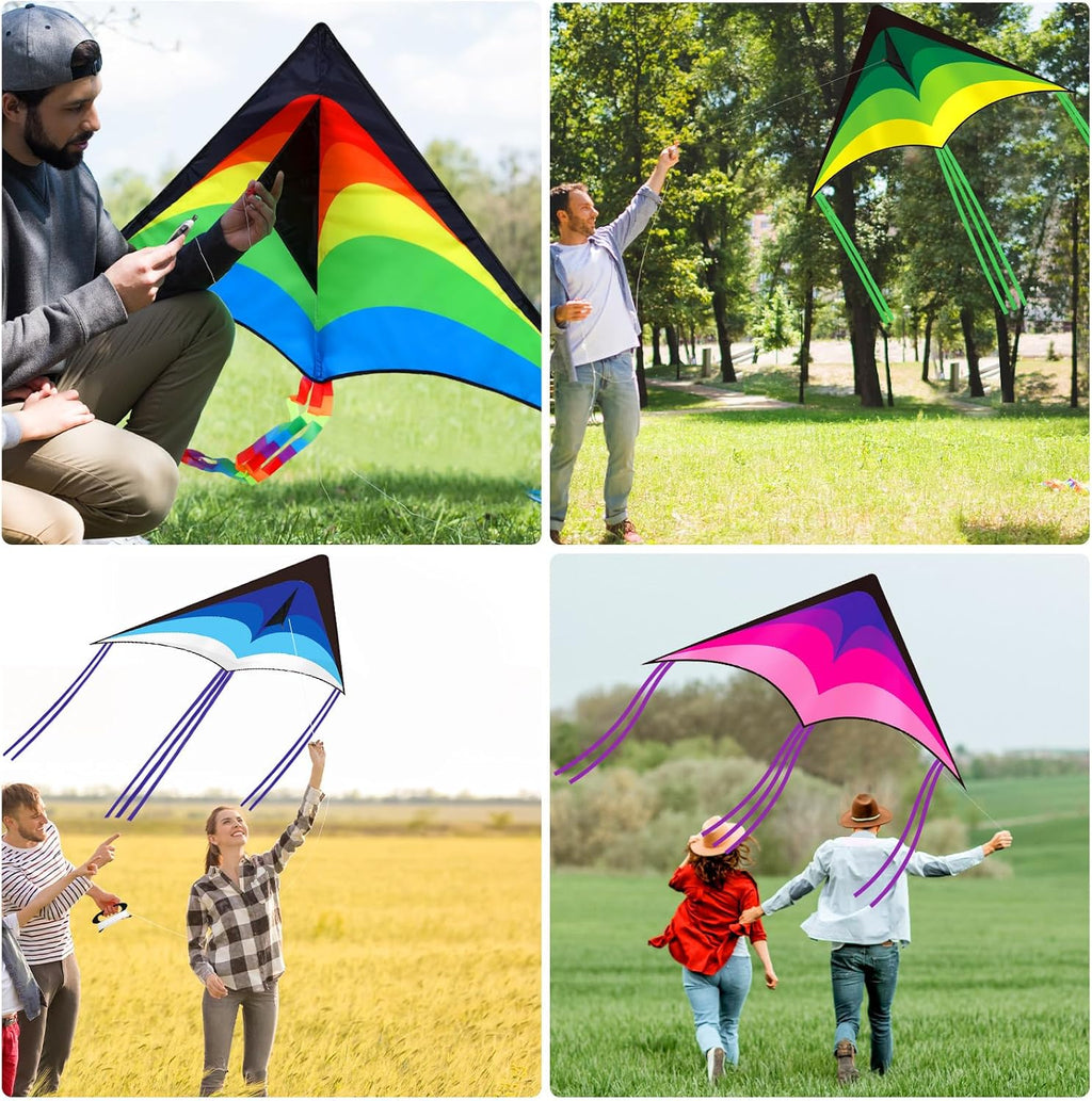 Halloscume - Cometas Delta grandes para adultos de 57 pulgadas Rainbow