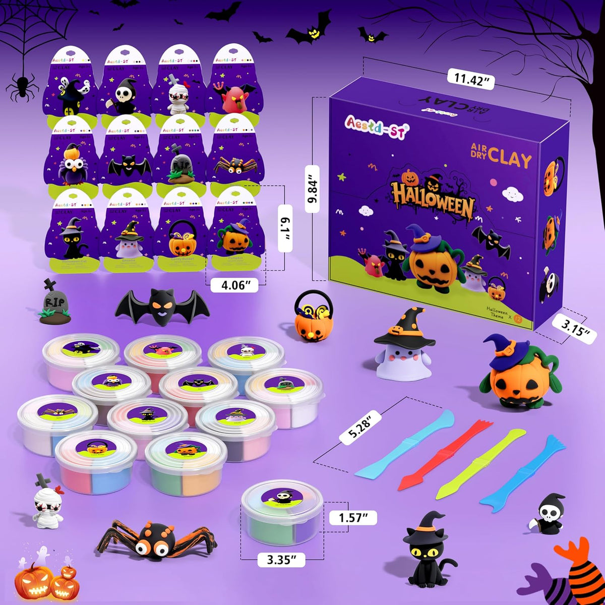 Kit de arcilla seca al aire, manualidades de Halloween, arcilla de