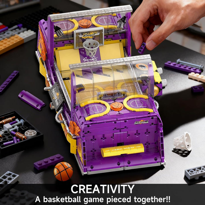 Juego de bloques de construcción de máquina de baloncesto