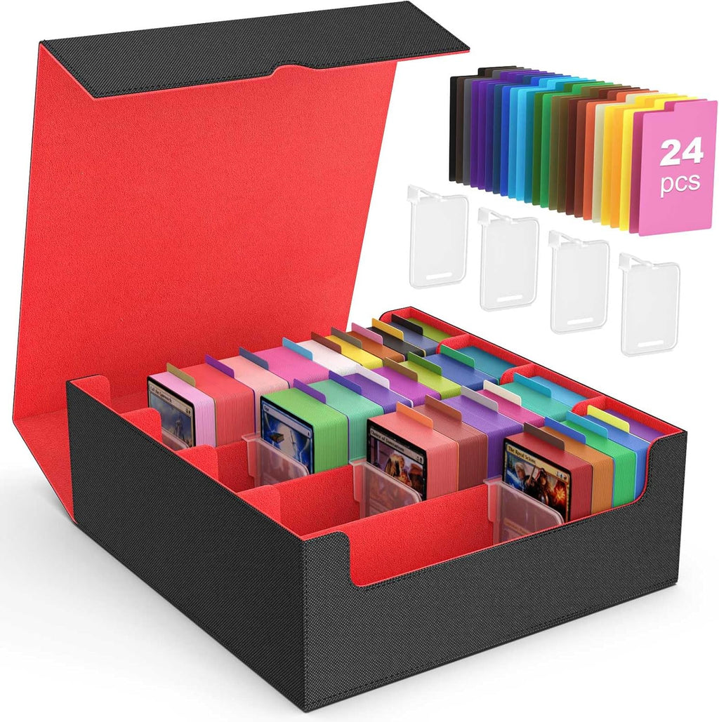 MoKo Trading Card Storage Box para MTG, 3000+ Card Organizer, negro Red
