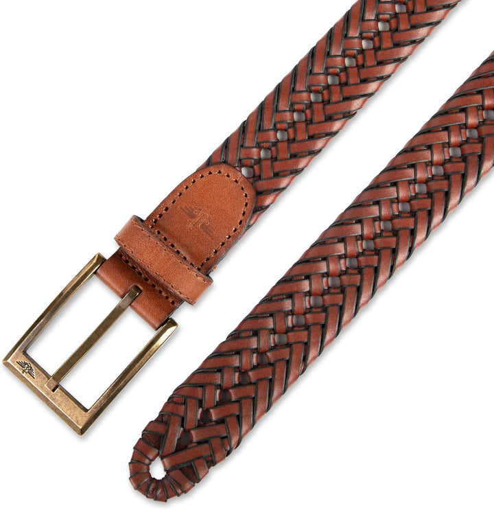 DOCKERS Cinturón de cuero trenzado para hombre, correa casual total...
