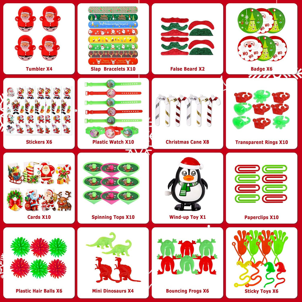 200 piezas de surtido de juguetes de recuerdos de fiesta de Navidad para niños, rellenos de calcetines, regalos de fiesta de cumpleaños, premios de carnaval, rellenos de bolsas de regalo, rellenos de