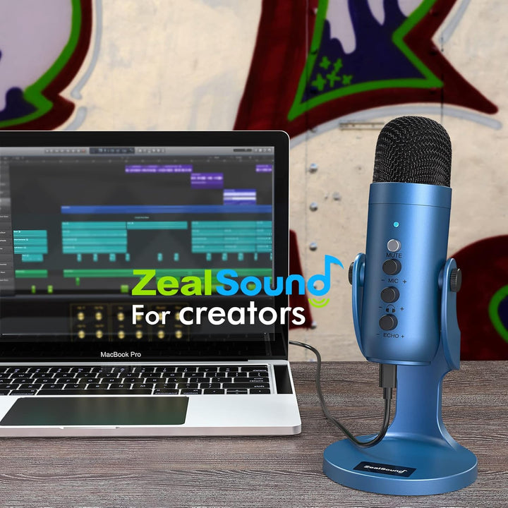 ZealSound Micrófono de podcast para PC, micrófono USB con cancelaci...