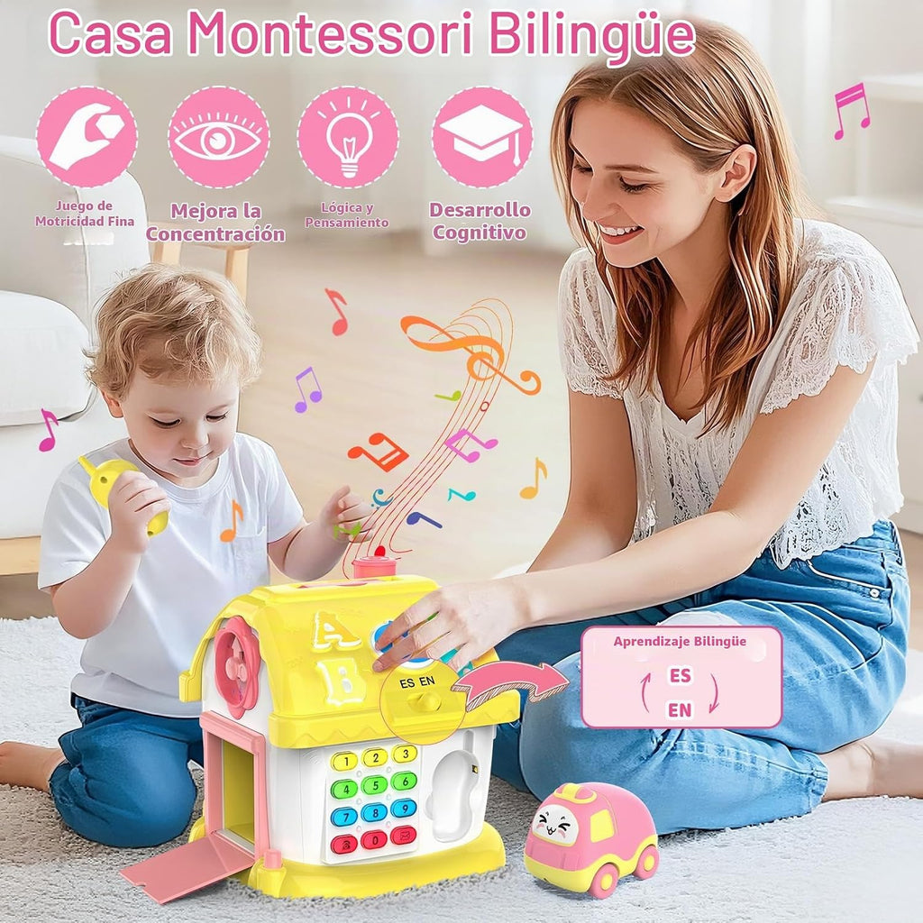 Juguetes para regalos de niña de 1 año, casa Montessori musical bilingüe 12