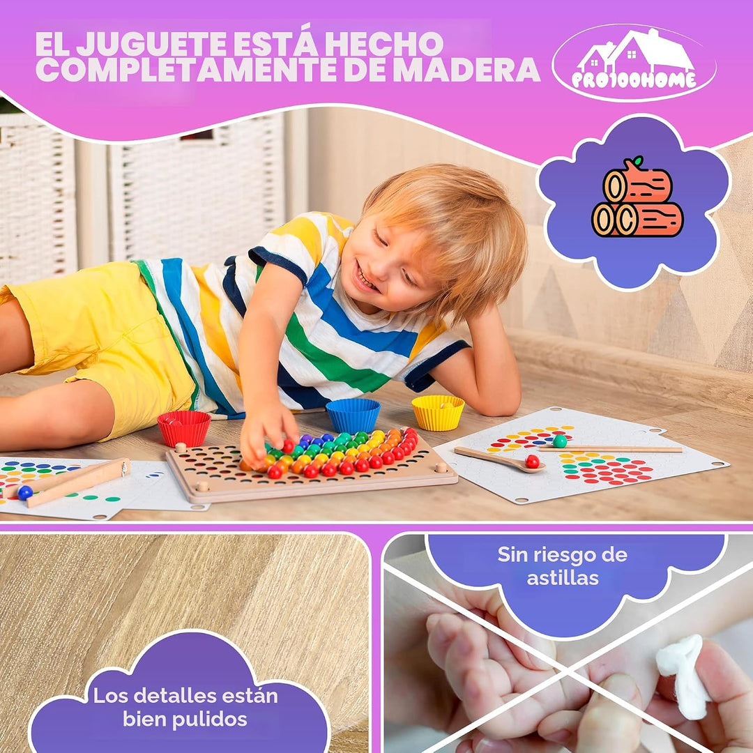 PRO100HOME - Juguetes Montessori de aprendizaje de madera para niño...