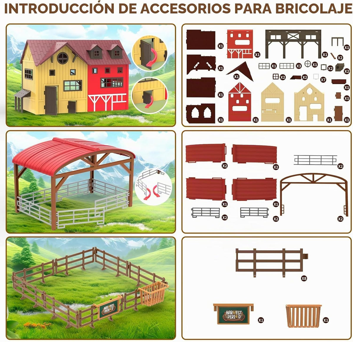 Juguetes de animales de granja para niños, remolque de tractor con luces y sonido, juego de granero de granja, establo de caballos, accesorios de granja, cerdo, oveja, pato ganso, regalos de