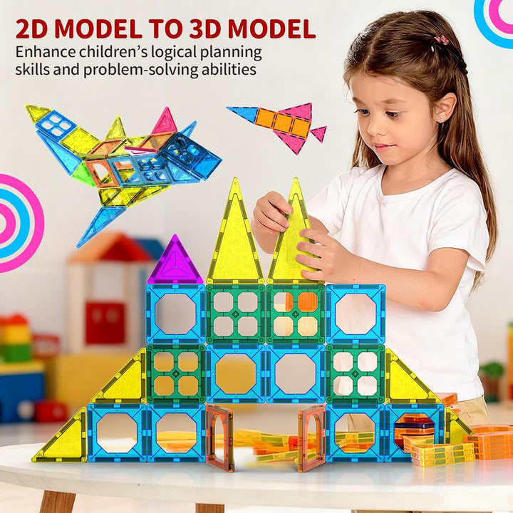 Ronqs 250 PCS Azulejos Magnéticos Educativos 3D STEM para Niños Blo...