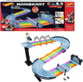 Juego de pista de carreras Hot Wheels Mario Kart Rainbow Road de 8 pies con luces y sonidos y 2 vehículos a escala 1:64, carrera con curso colorido de 5 pistas con 2 configuraciones