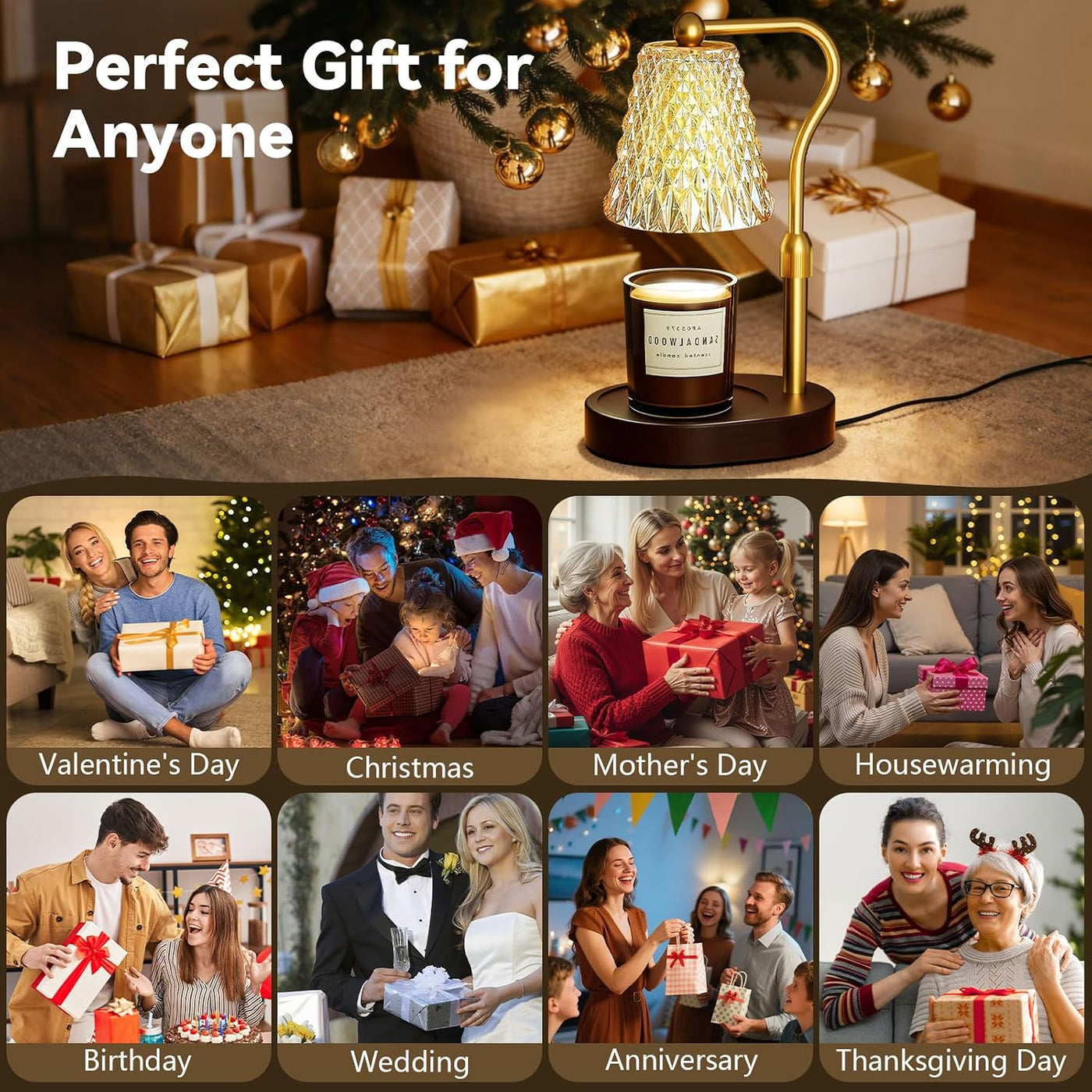 Lámpara calentadora de velas con temporizador regulable, regalos de...