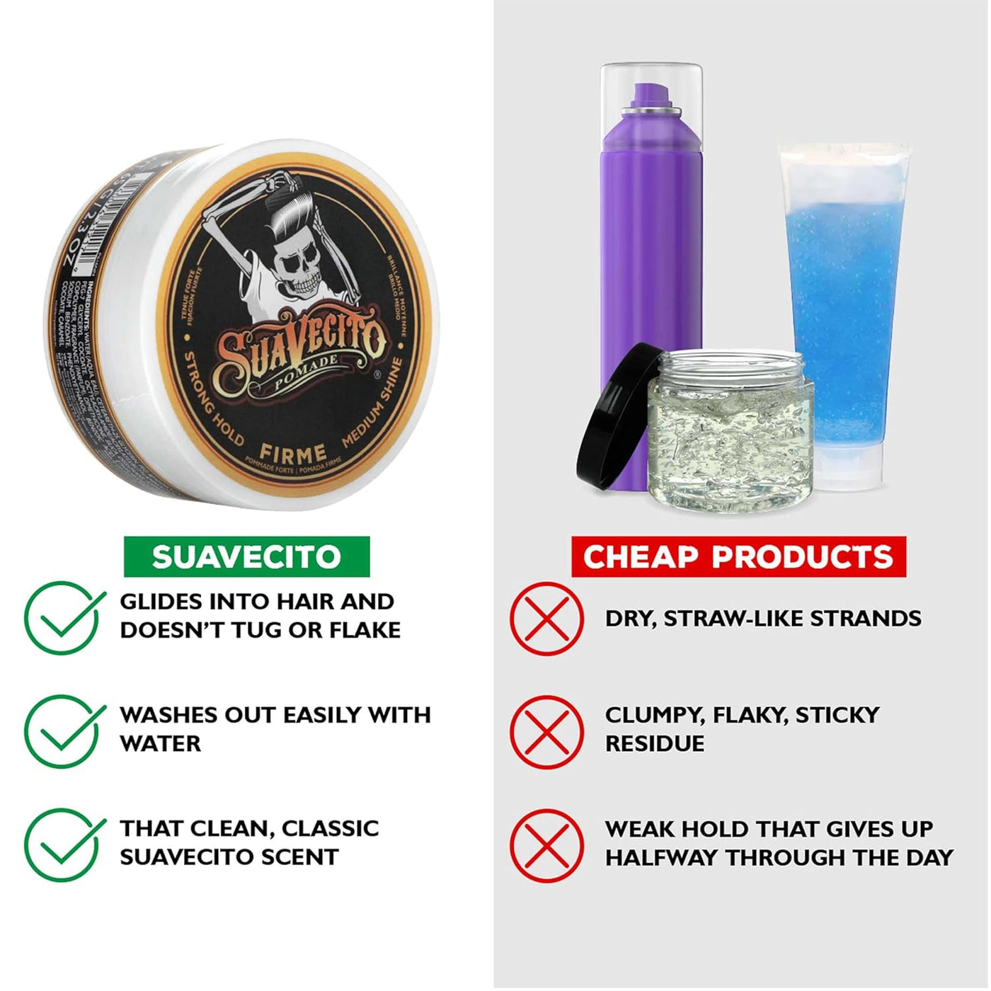 Suavecito Pomade Firme (fuerte), capacidad de 2.3 onzas, paquete de...