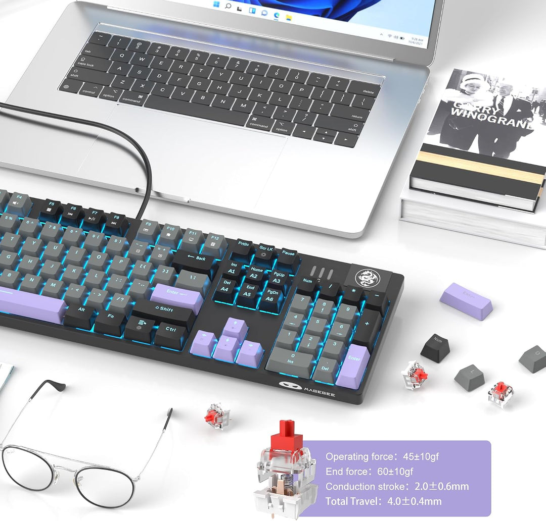 Teclado para juegos MageGee USB Twilight Púrpura con cable