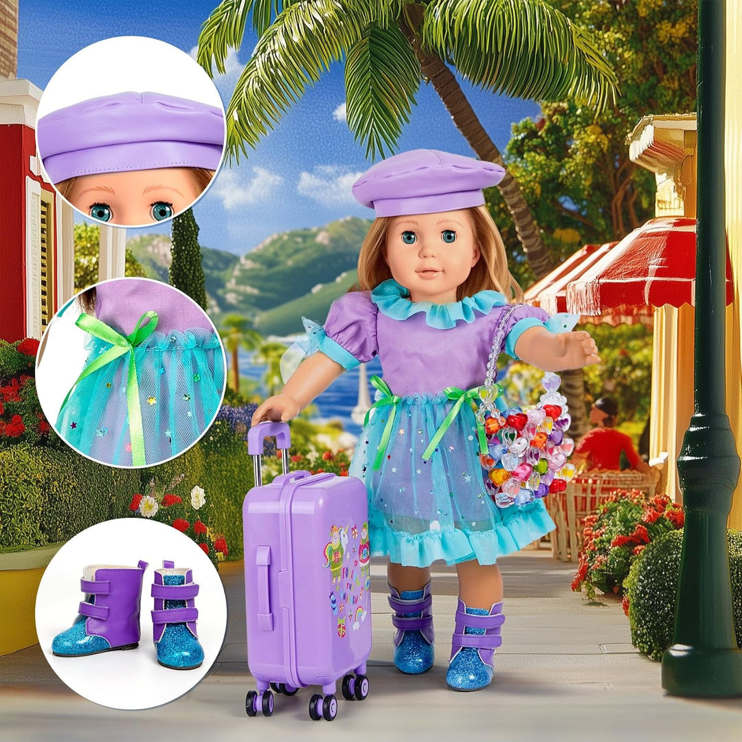 WONDOLL Ropa y accesorios para muñecas de 18 pulgadas, equipaje de...
