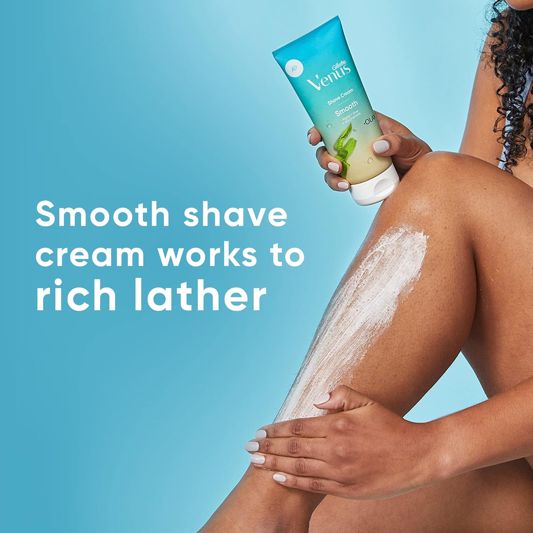 Gillette Venus Smooth plus Olay Crema de afeitar para mujer, 3 unid...