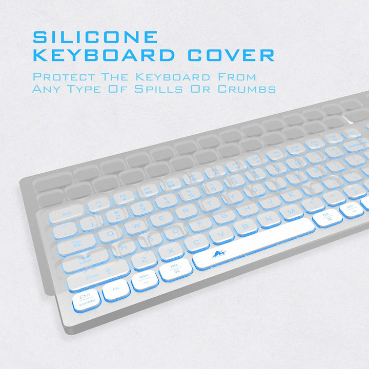 POWZAN Teclado de Aluminio Silencioso con Cable Retroiluminado - Te...