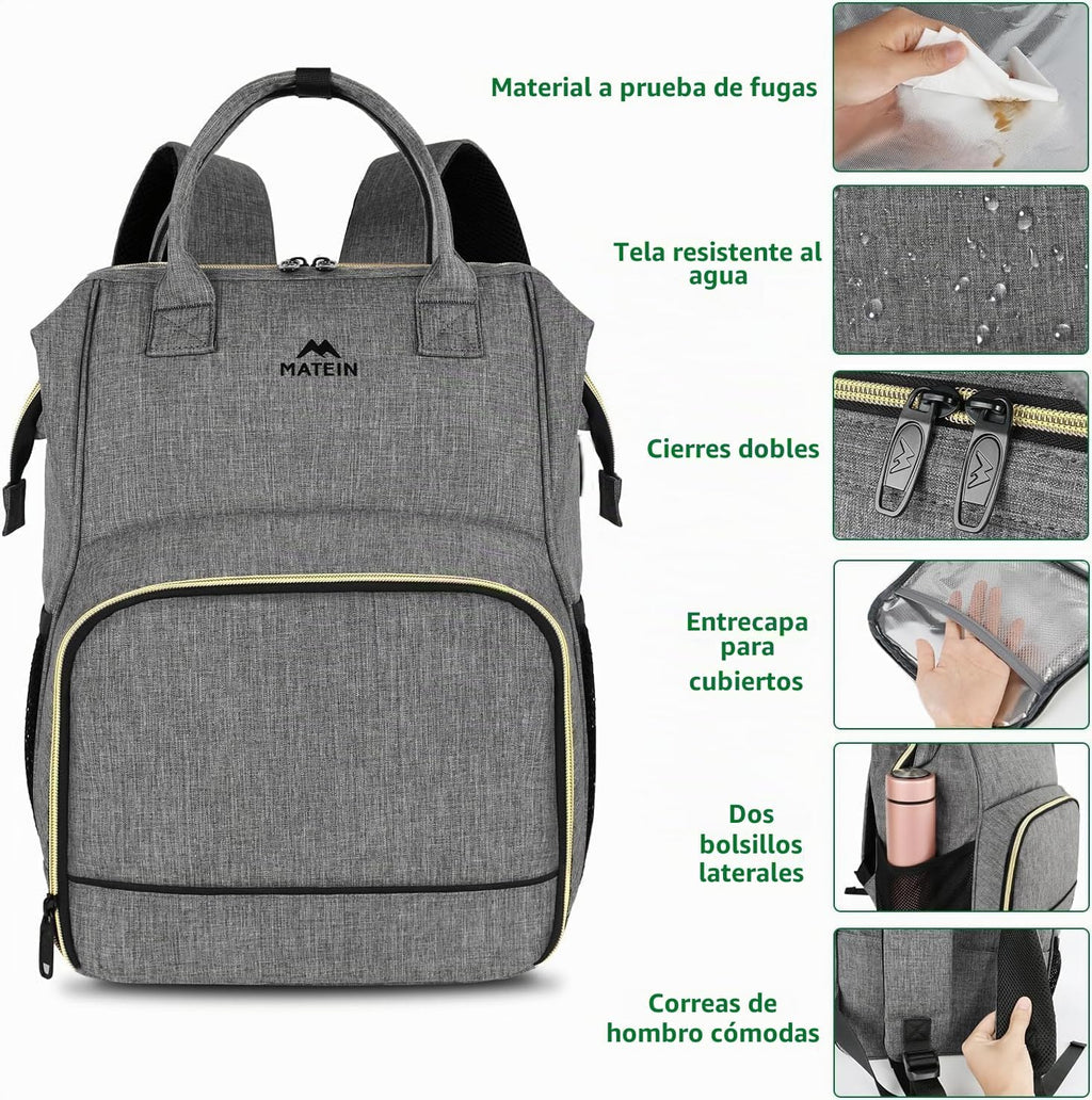 MATEIN Mochila de almuerzo aislada para mujer, mochila para laptop...