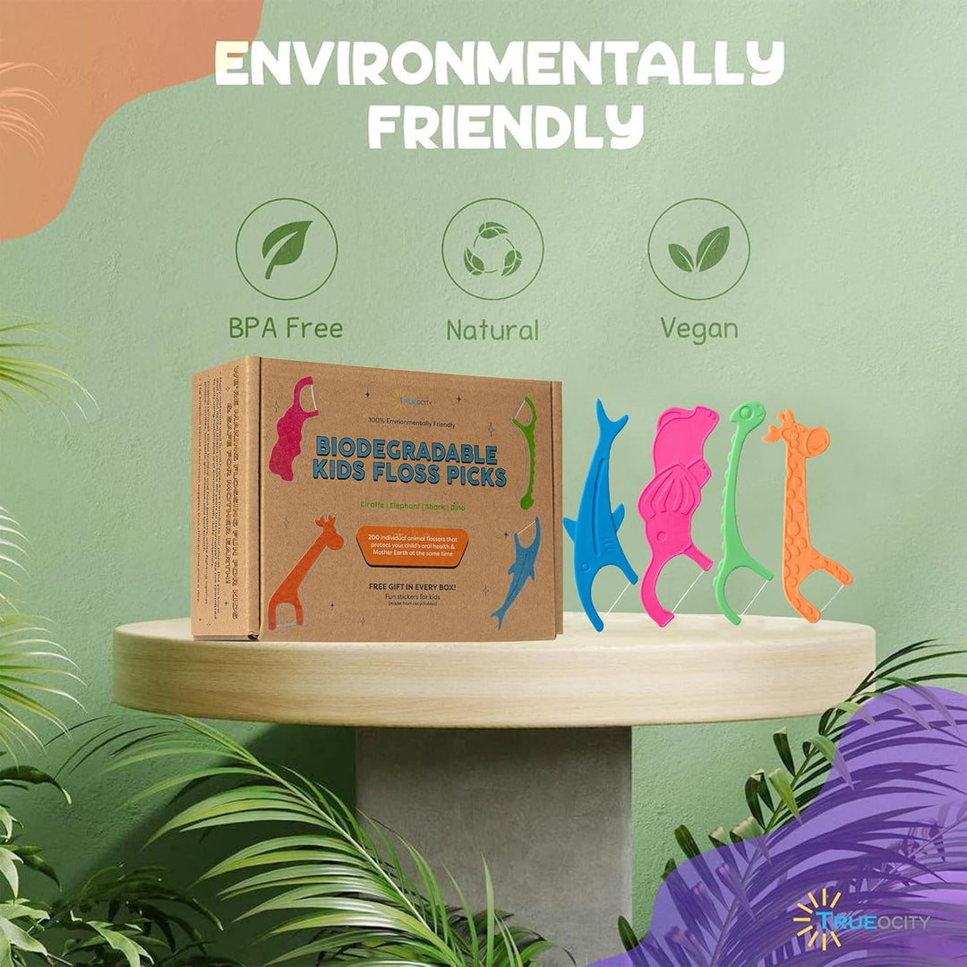 Hilo dental biodegradable para niños, paquete de 100 palillos de hi...