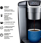 Keurig K-Elite - Cafetera de cápsulas K-Cup de una sola porción, con control de fuerza y temperatura, capacidad de café helado, tamaño de preparación de 8 a 12 onzas, programable, plata cepillada